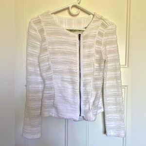 ANTHROPOLOGIE White, asymmetric zip, short, slightly sheer jacket